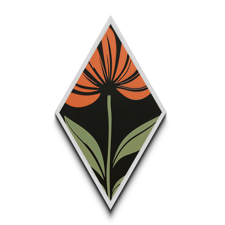 Bold Coneflower — Diamond Shaped Canvas Embossed Print adds flair to home office or studio with mid-century botanical minimal flower decor