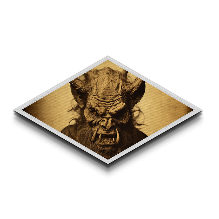 Ferocious Beast Snarl Diamond Shaped Monster Canvas Textured Print horror gothic wall decor beast head grotesque demon fantasy gift