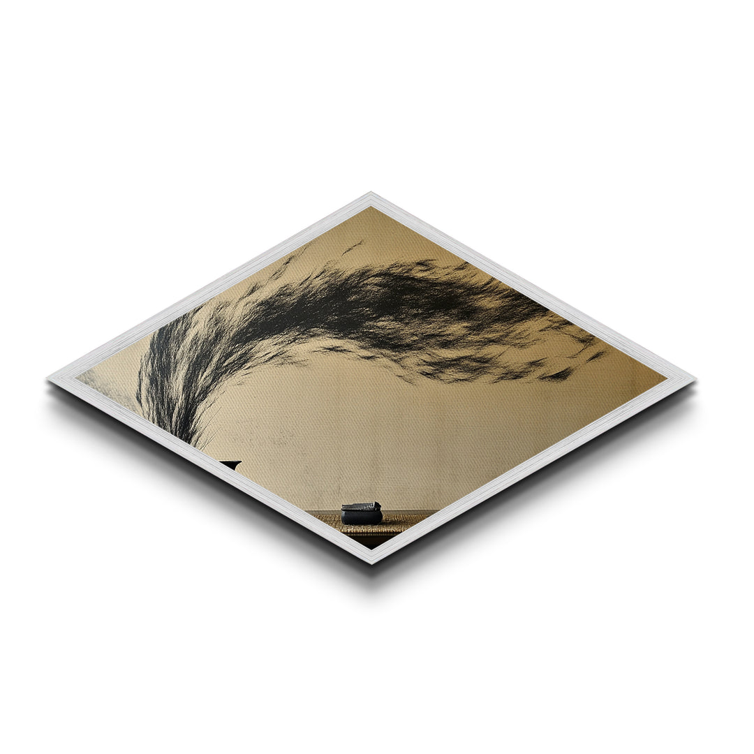 Tea Spirit Wind Diamond Shaped Canvas Art Print Abstract Ink Flow Minimalist Asian Zen Decor Calming Dining Room Centerpiece Wall Style