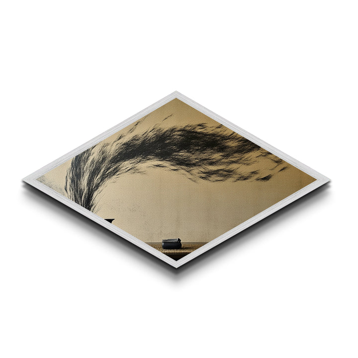 Tea Spirit Wind Diamond Shaped Canvas Art Print Abstract Ink Flow Minimalist Asian Zen Decor Calming Dining Room Centerpiece Wall Style