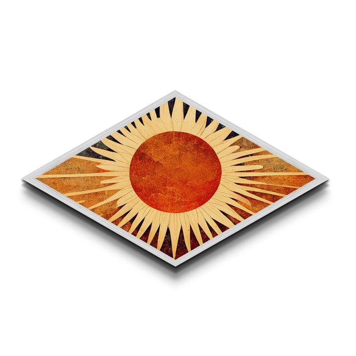 Art Deco Starburst - Framed Canvas Art Print - Funk Retro Mid-Century Modern Wall Art, Sun Burst, Sunset Painting, MCM Decor
