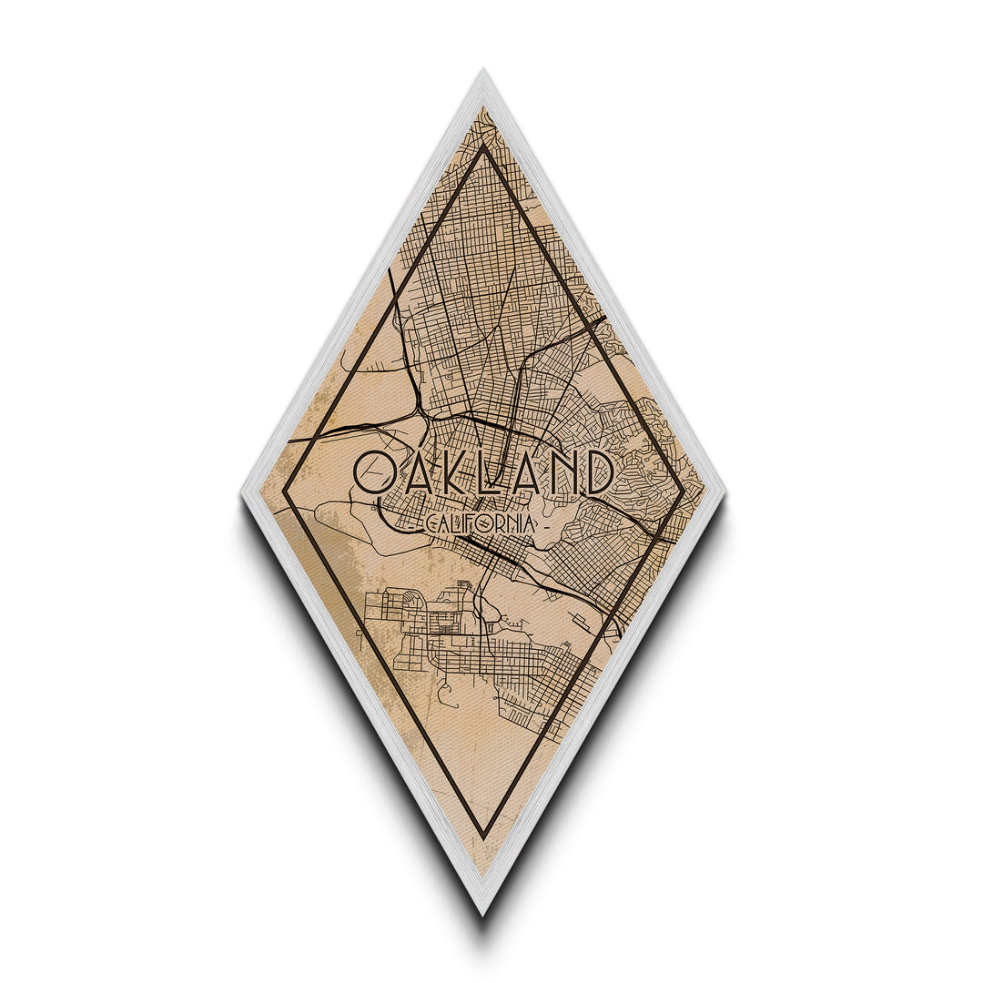 Oakland Diamond Shaped Travel Poster, Custom Diamond Shaped Wall Art, City Map Canvas