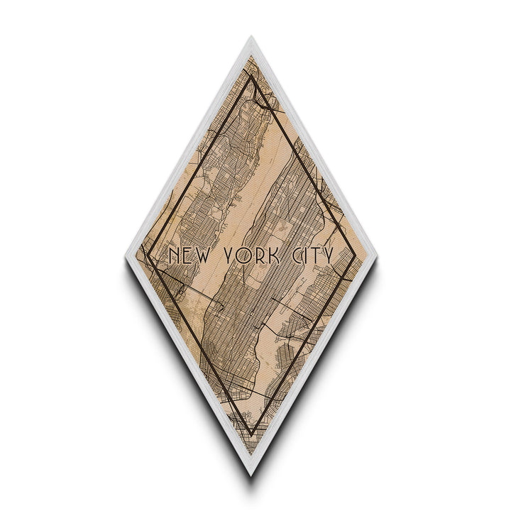 New York Diamond Shaped Travel Poster, Custom Diamond Shaped Wall Art, City Map Canvas