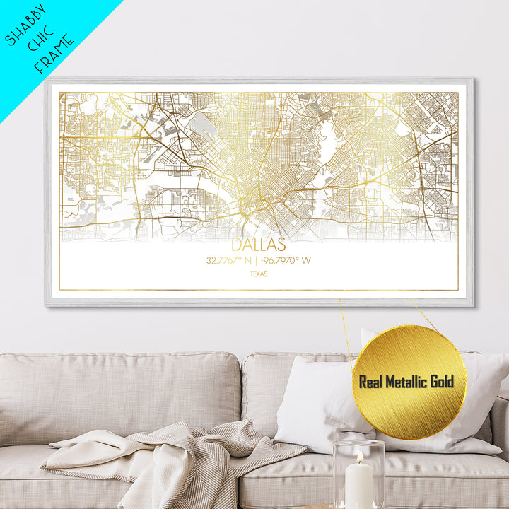 Dallas Texas City street map, Metallic Gold Print, Metal Art, wood framed map, black and gold, Street Map Wall Art, College Dorm Décor, Minimalist Wall Art