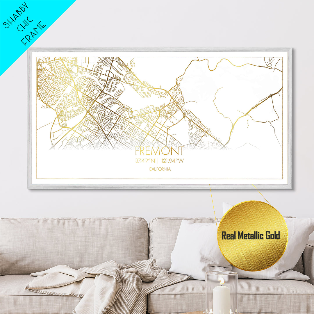 Fremont California City Poster, Metallic Gold Art, Metal Art, real wood frames, black and gold, Street Map Wall Art, Best Friend Gifts