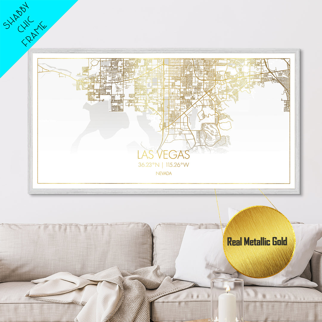 Las Vegas Nevada City street map, Metallic Gold Print, Metal Art, wood framed map, black and gold, Gold Street Map Art, Office Decor