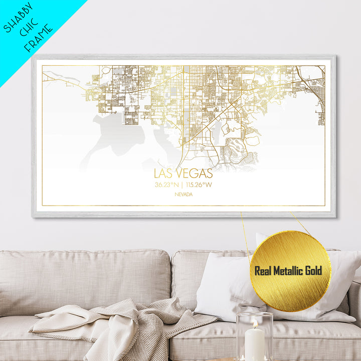 Las Vegas Nevada City street map, Metallic Gold Print, Metal Art, wood framed map, black and gold, Gold Street Map Art, Office Decor