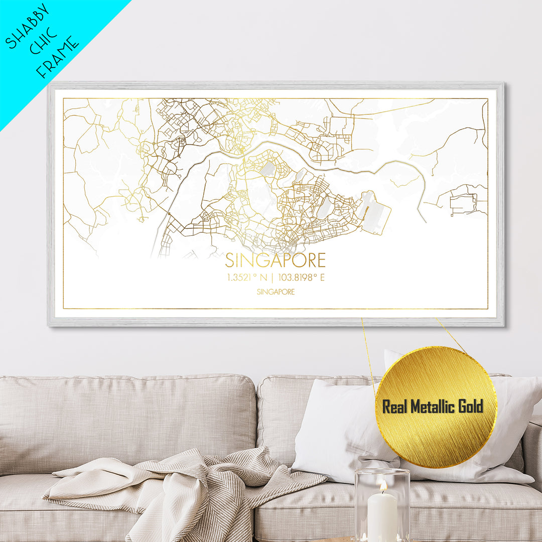 Singapore Singapore City Poster, Metallic Gold Art, Metal Art, real wood frames, black and gold, Street Map Wall Art, Housewarming Gift