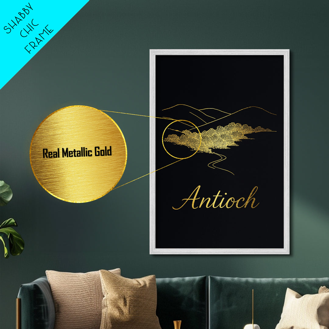 Antioch California Travel, Metallic Gold Art, Wood Framed Art, Metal Art, Housewarming Gift, Destination Gift