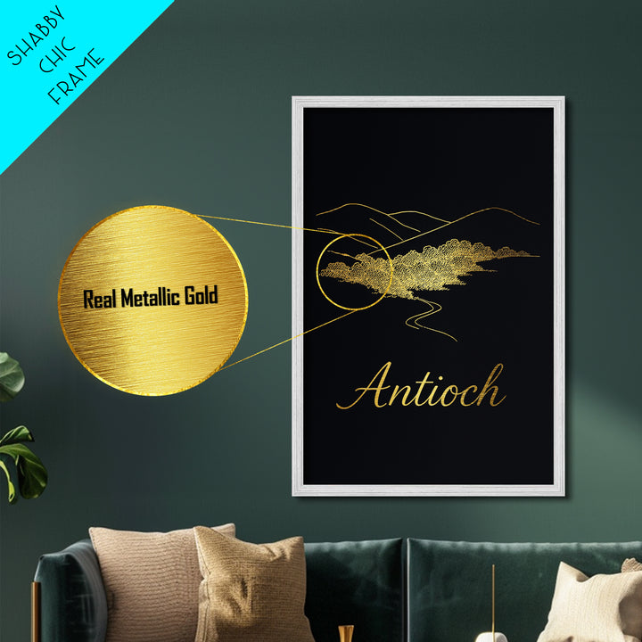Antioch California Travel, Metallic Gold Art, Wood Framed Art, Metal Art, Housewarming Gift, Destination Gift