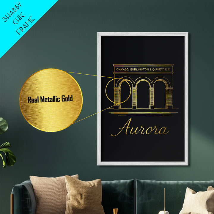 Aurora Colorado Art, Metallic Gold Print, Wood Framed Art, Metal Art, Modern House Art, Wanderlust Gift, Honeymoon Gift