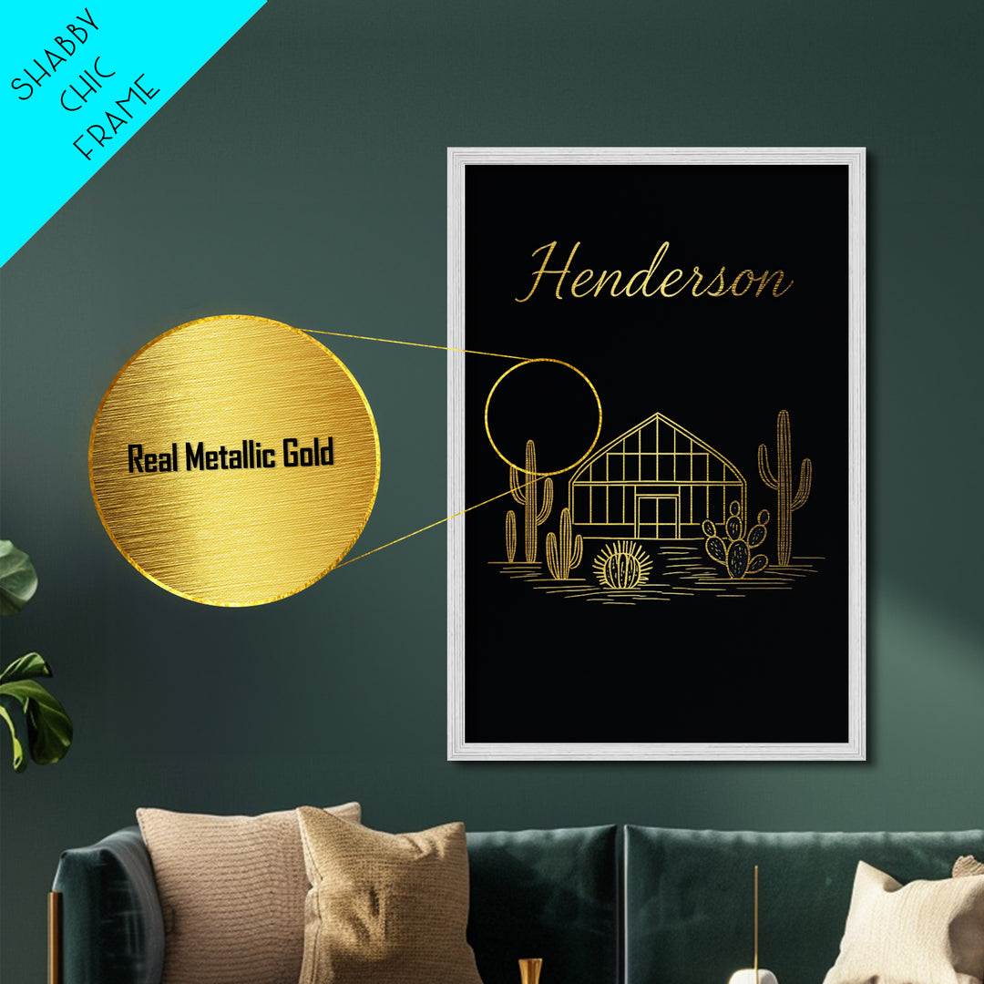 Henderson Nevada Travel, Metallic Gold Art, Wood Framed Art, Metal Art, Modern Skyline Wall Print, Retirement Gift, Living Room Art