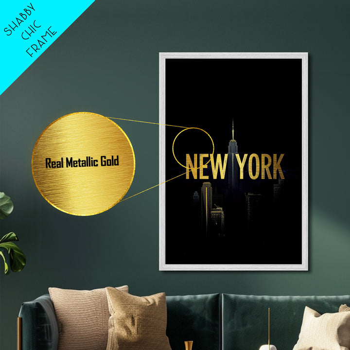 New York New York Art, Metallic Gold Art, Wood Framed Art, Metal Art, Modern Wall Art, Adventure Lover Gift, Entryway Wall Print