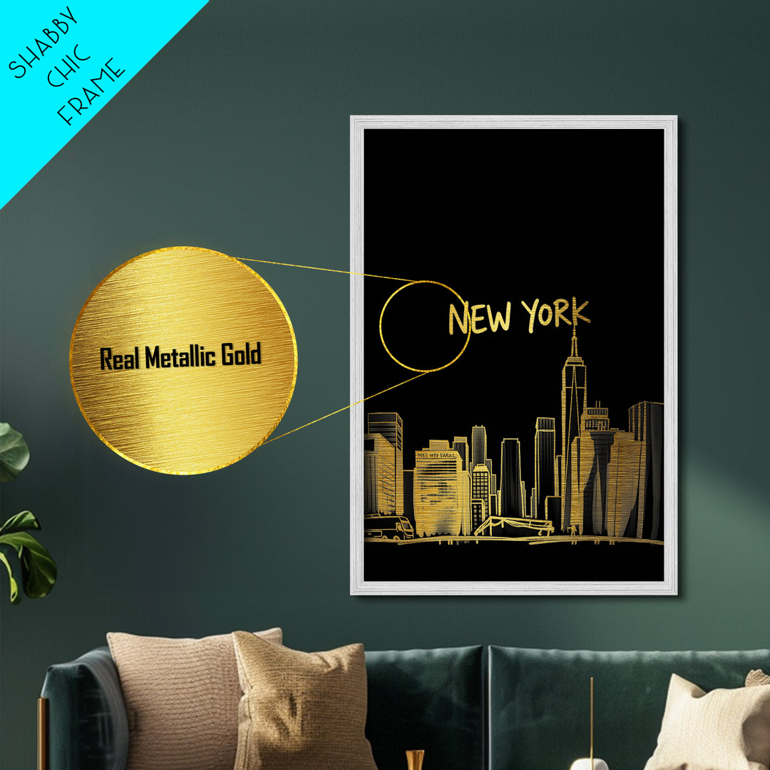 Metallic Gold NYC Travel Poster