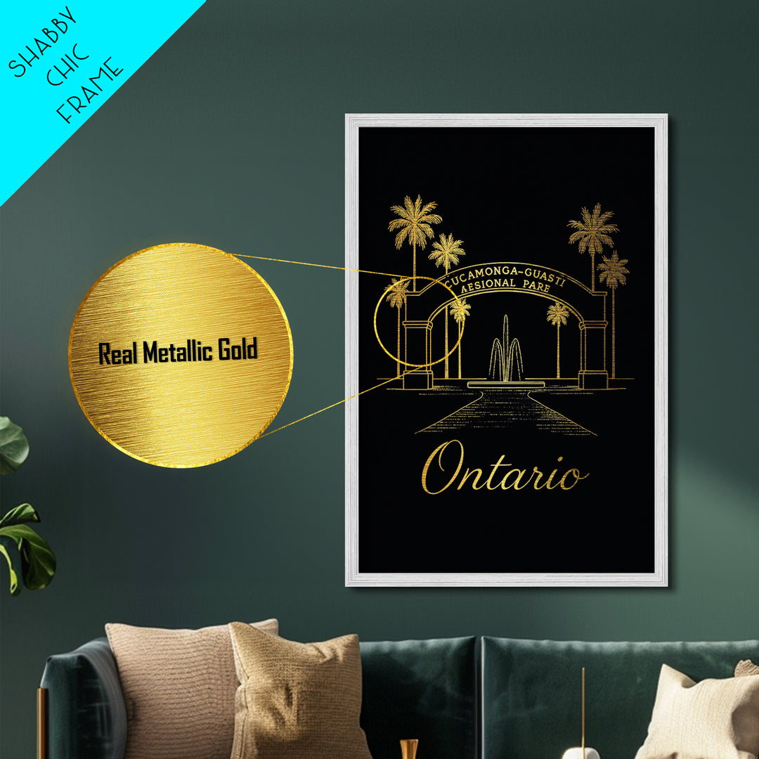 Ontario California Art, Metallic Gold Print, Wood Framed Art, Metal Art, Modern House Art, Birthday Gift, Entryway Wall Print