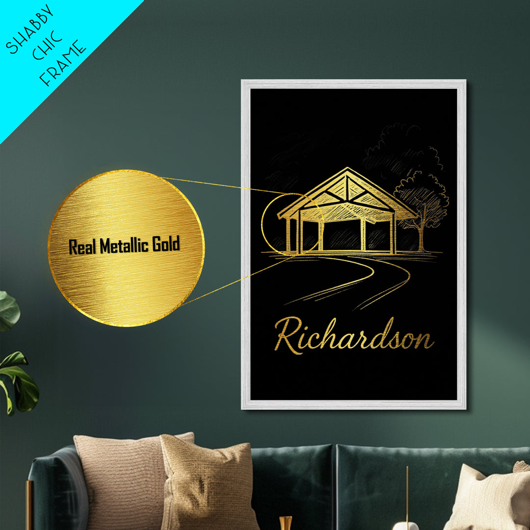 Richardson Texas Travel, Metallic Gold Print, Wood Framed Art, Metal Art, Modern Wall Art, Retirement Travel Gift, Living Room Decor