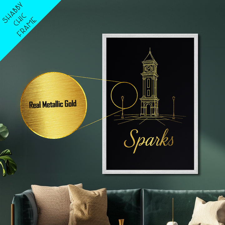 Sparks Nevada Travel, Metallic Gold Print, Wood Framed Art, Metal Art, Modern Wall Art, Graduation Travel Gift, Home Decor