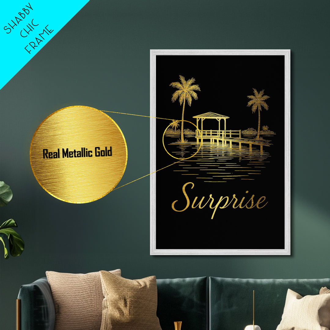 Surprise Arizona Travel, Metallic Gold Print, Wood Framed Art, Metal Art, Modern Wall Art, Graduation Travel Gift, Home Decor