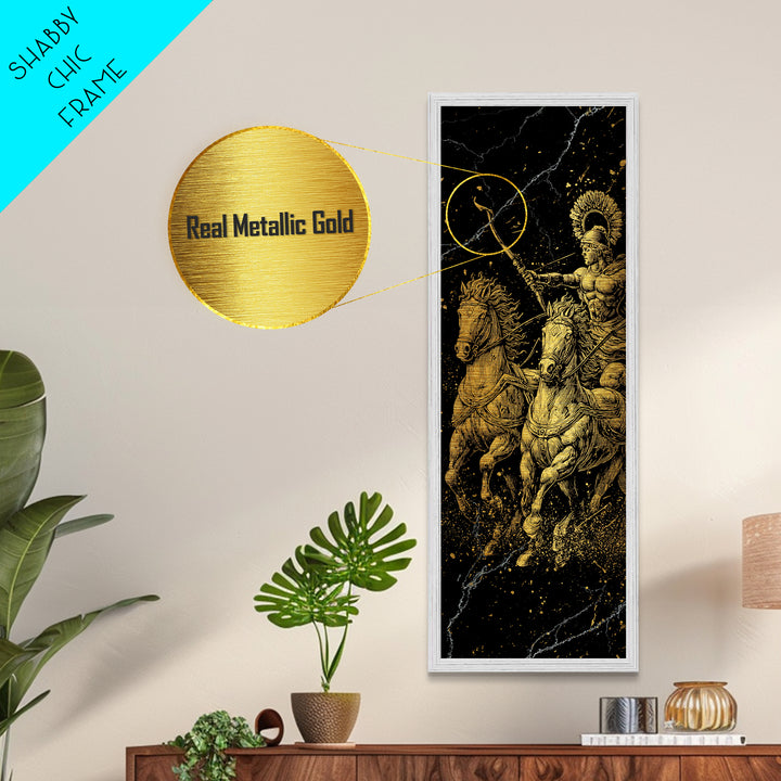 Roman Chariot - Roman Arena Art, Wood Framed Art, Metallic Gold Art, Metal Art, Metal Painting, Gold Metallic Wall Art, Manly Decor