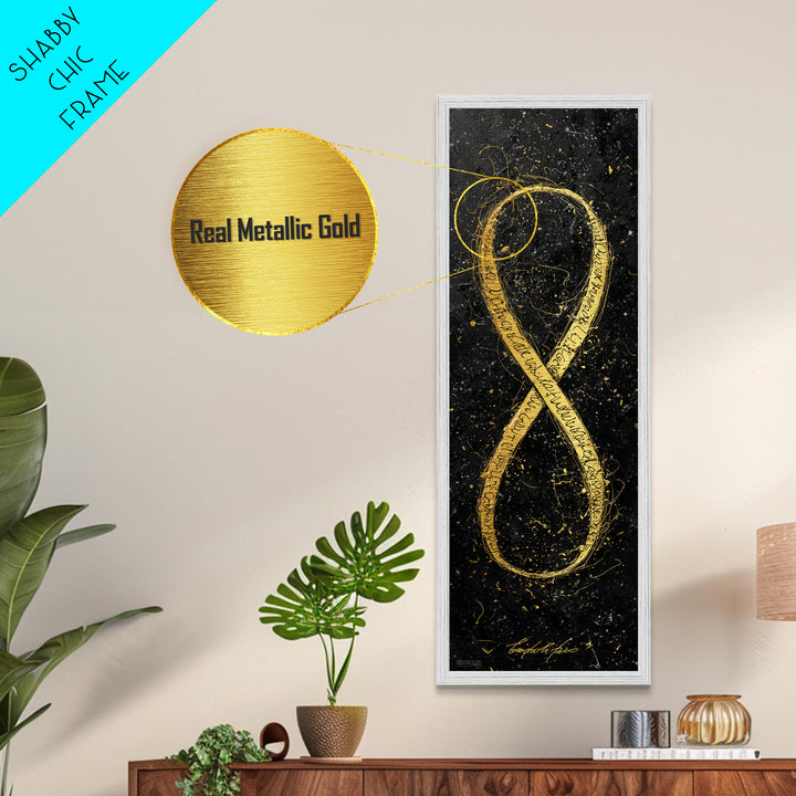 Golden Infinity Symbol - Metallic Gold Wall Art - Wood Framed Art, Man Cave Decor, Infinite Symbol Painting, Gold Painting Art