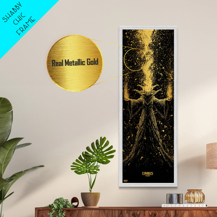 Erebus Mythology Metallic Gold Metal Print, Dark Greek God Wall Art, Underworld Decor, Real Wood Framed Gold Print