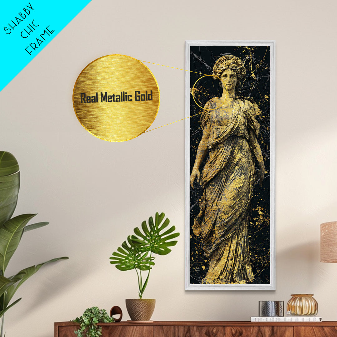 Helen Of Troy Metallic Gold Art, Greek Goddess Wall Print, Classical Mythology Decor, Real Wood Framed Gold Artwork