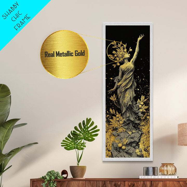 Persephone Metallic Gold Metal Print, Greek Goddess Of Spring Wall Art, Underworld Queen Decor, Real Wood Framed Print