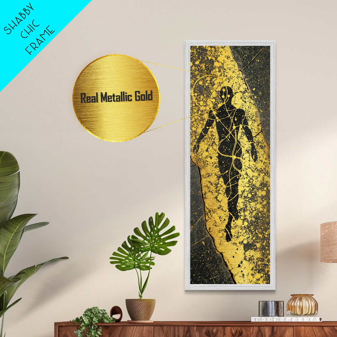 Uranus Greek God Metallic Gold Art, Primordial Sky Deity Wall Print, Mythology Starry Night Artwork, Real Wood Framed Metal Print
