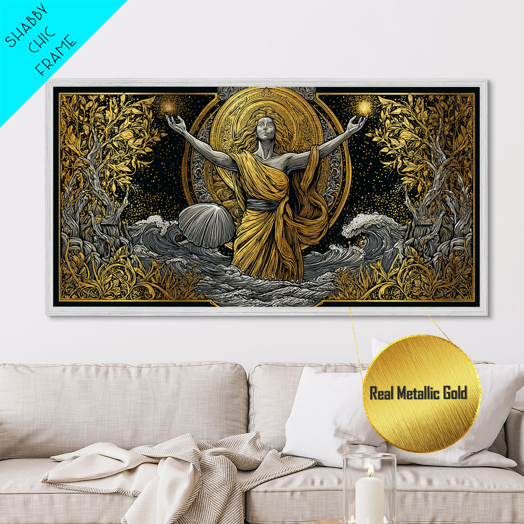 Aphrodite Goddess Of Love And Beauty, Metallic Gold Metal Print, Elegant Greek Mythology Wall Art, Luxury Classic Home Decor