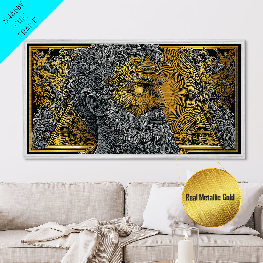 Pythagoras Greek Philosopher Metallic Gold Metal Print, Ancient Wisdom Wall Art, Real Wood Frame, Intellectual Gift