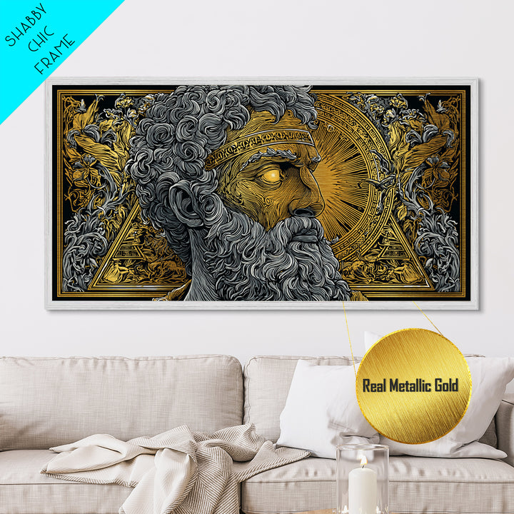 Pythagoras Greek Philosopher Metallic Gold Metal Print, Ancient Wisdom Wall Art, Real Wood Frame, Intellectual Gift
