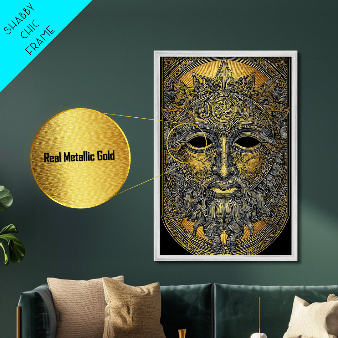 Agamemnon Greek Mythology Metallic Gold Metal Print, Ancient Warrior King Artwork, Real Wood Framed Wall Art Decor