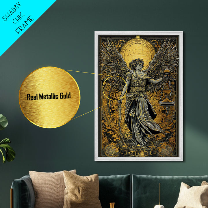 Astraeus Titan Of Stars And Dusk, Metallic Gold Metal Print, Real Wood Frame, Mythology Wall Art, Greek God Celestial Decor
