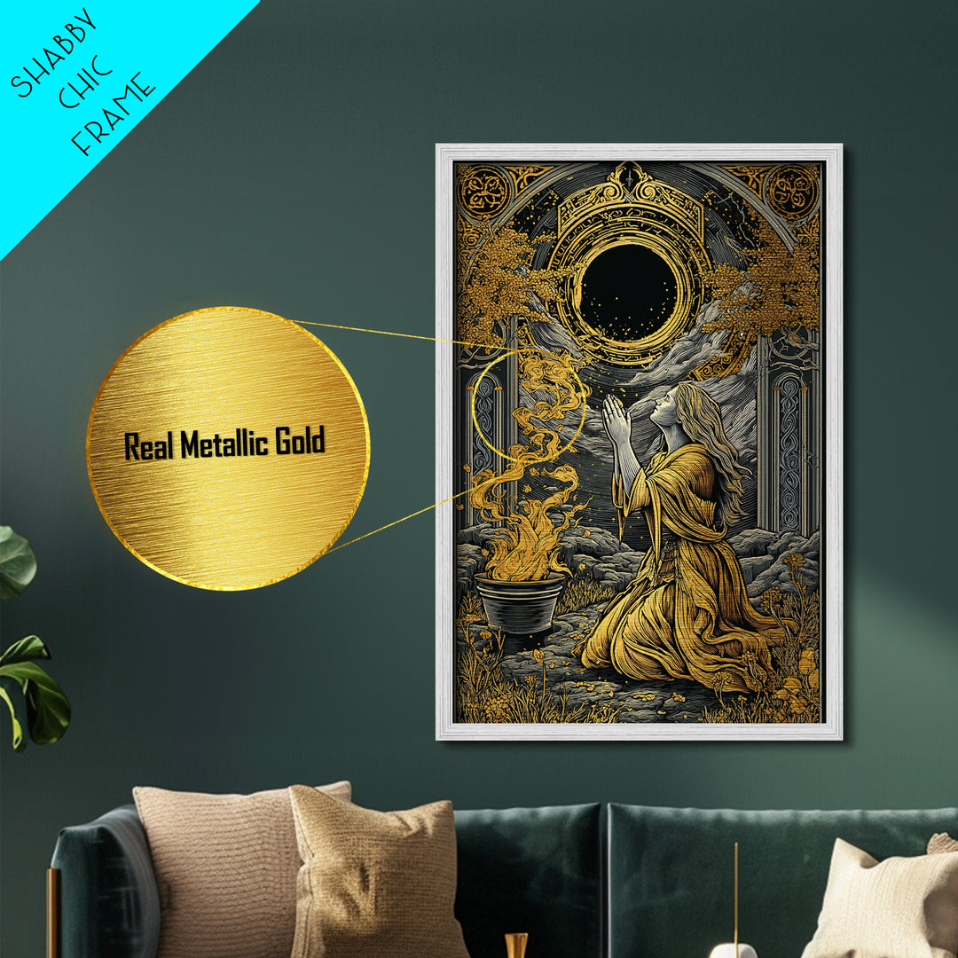 Hera Goddess With Peacocks, Mythology Throne Art, Metallic Gold Metal Print, Ancient Greek Wall Decor, Real Wood Frame