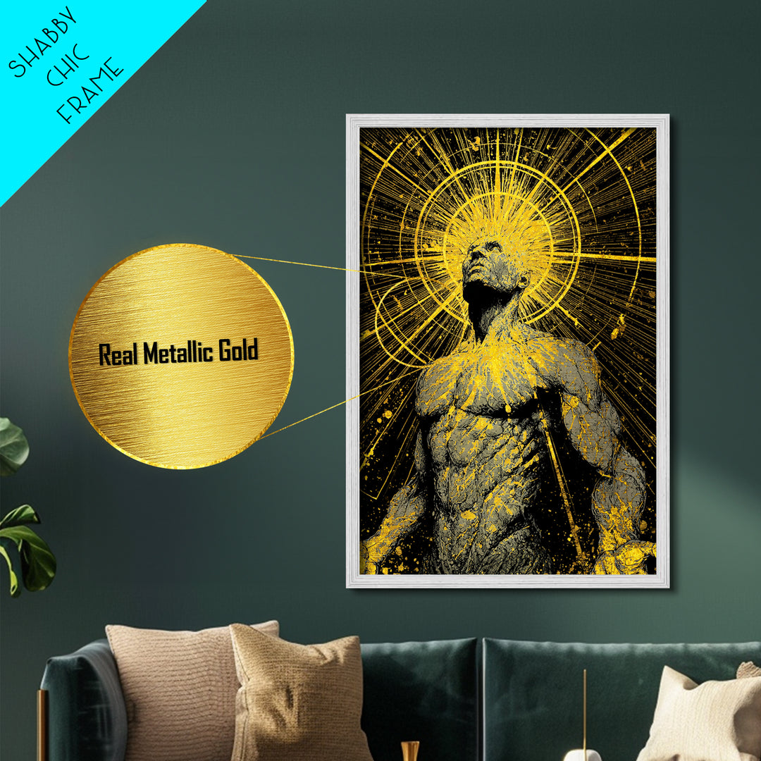 Ancient Greek Goddess Hera Mosaic, Mythology Throne Metallic Gold Art, Timeless Goddess Wall Print, Real Wood Frame
