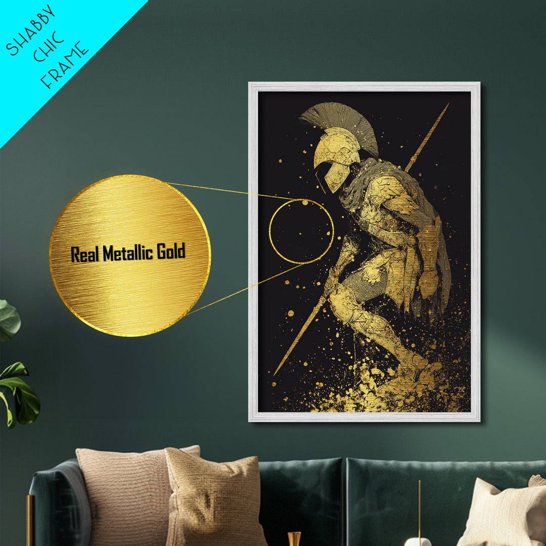Medusa Head Metallic Gold Metal Print, Mythological Serpent Hair Art, Ancient Creature Wall Decor, Classical Fantasy Artwork Frame