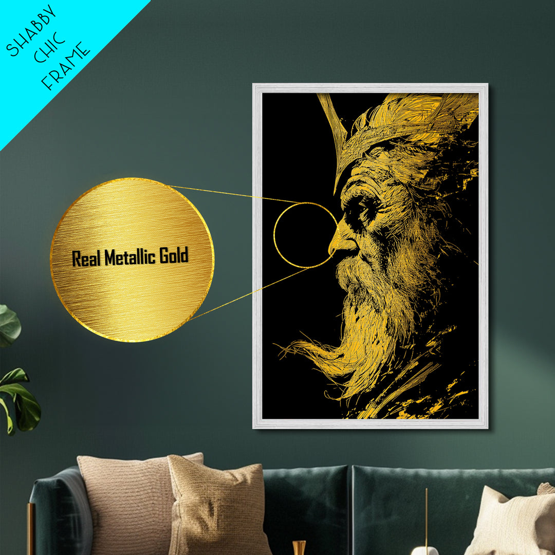 Metallic Gold Metal Print, Abstract Face Art, Luxury Modern Wall Decor, Surreal Lips Artwork, Real Wood Frame Home Art