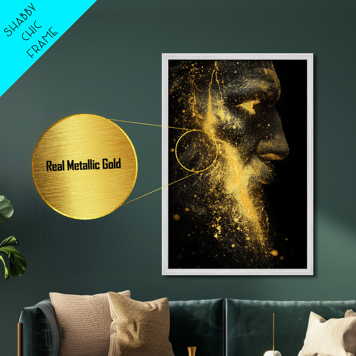 Augustus Caesar Metallic Gold Metal Print, Classical Roman Wall Art, Regal Historical Decor, Myth Inspired Artwork, Wood Frame