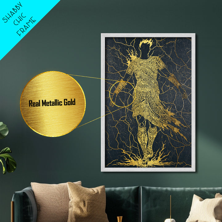 Mythology Inspired Metallic Gold Metal Print, Roman Emperor Wall Art, Historical Home Decor, Ancient Regal Artwork, Real Wood Frame