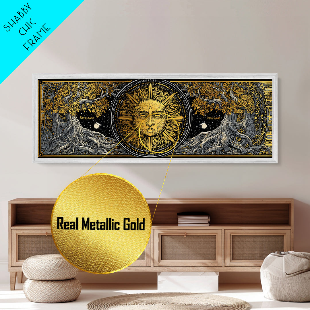 Coeus Titan Of Intellect Artwork, Greek Mythology Inspired Metallic Gold Metal Print, Ancient Titan Wall Art, Real Wood Frame