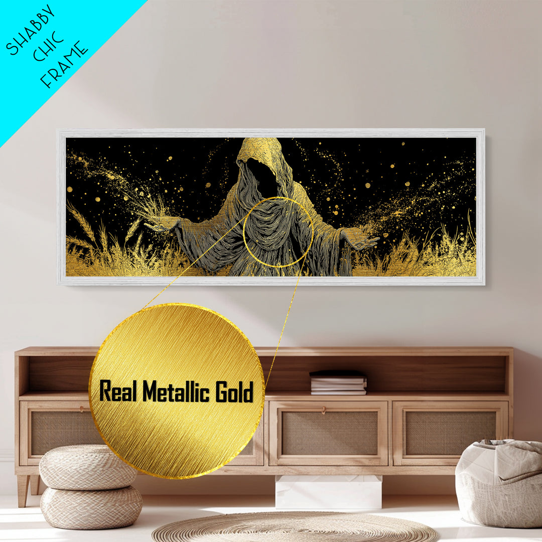 Demeter Goddess Of Harvest, Ancient Greek Mythology Metallic Gold Metal Print, Nature Goddess Wall Art, Real Wood Frame