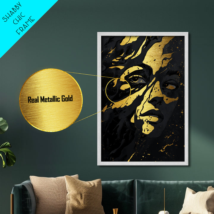 Ghosts Roasting Marshmallows by Fire, Halloween Metallic Gold Art, Metal Art with Real Wood Frame, Cute Spooky Wall Decor