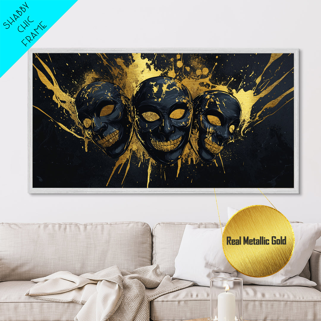 Sacred Goddess Metallic Gold Metal Print, Ornate Splatter Art On Metal, Real Wood Frame Wall Décor, Mystical Divine Artwork