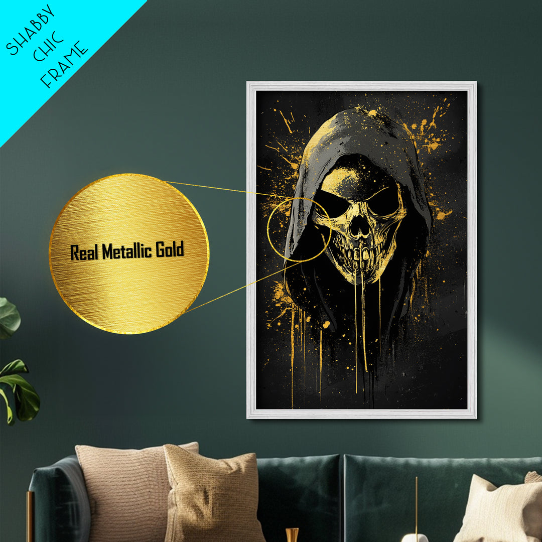Camel Portrait Metallic Gold Metal Print, Animal Splatter Artwork, Desert Wildlife Wall Art, Real Wood Frame, Rustic Modern Decor