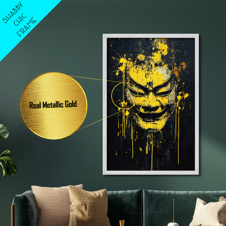Fierce Leopard Splatter Portrait, Metallic Gold Art, Wildlife Metal Print, Real Wood Frame, Animal Wall Decor, Jungle Spirit Artwork