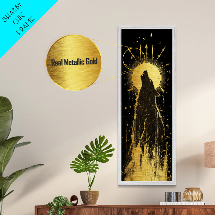 Wolf Howl Metal Art, Metallic Gold Art, Lone Wolf Decor, Man Cave Office Wall Art, Golden Metal Art