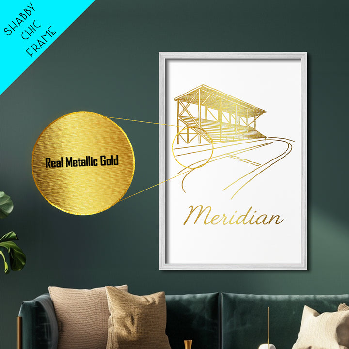 Meridian Idaho Art, Metallic Gold Print, Wood Framed Art, Metal Art, Wanderlust Gift, Living Room Art, Bedroom Wall Art