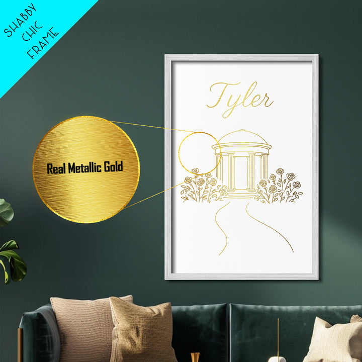 Tyler Texas Art, Metallic Gold Art, Wood Framed Art, Metal Art, Minimalist Wall Art, Honeymoon Gift, Living Room Decor