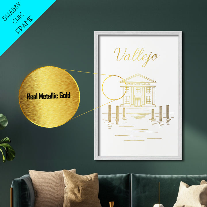 Vallejo California Art, Metallic Gold Art, Wood Framed Art, Metal Art, Modern House Art, Adventure Lover Gift, Home Decor