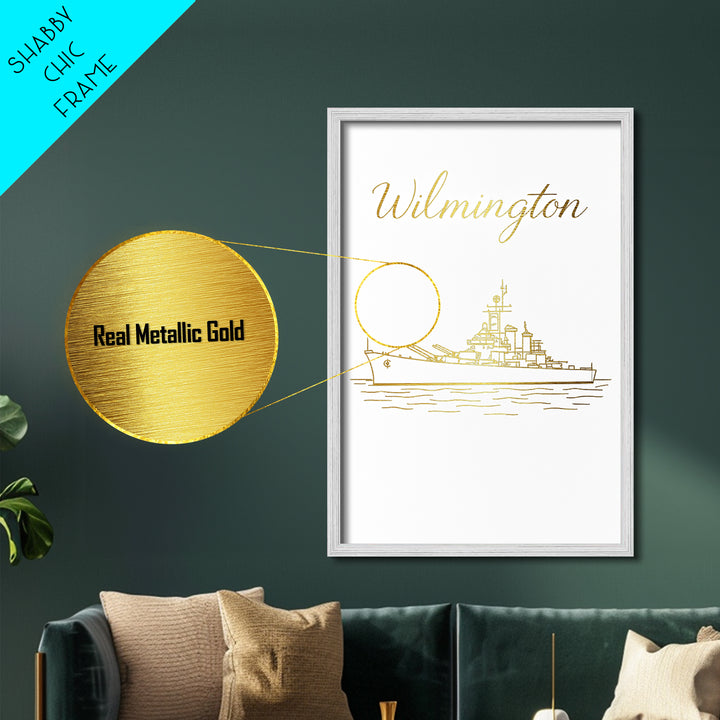 Wilmington Delaware Art, Metallic Gold Art, Wood Framed Art, Metal Art, Modern Wall Art, Adventure Lover Gift, Living Room Decor